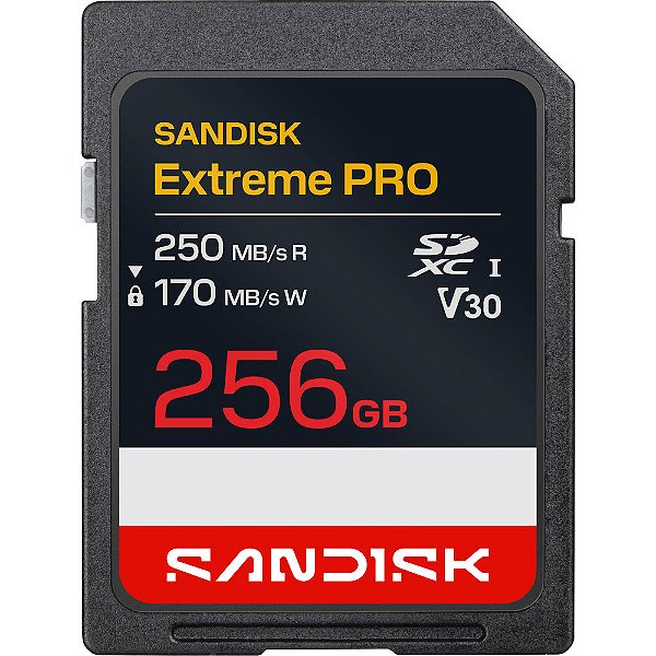 Cartão de Memória SDXC SanDisk Extreme PRO 256GB 170-250MB/s V30 U3