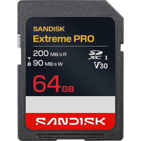 Cartão de Memória SDXC SanDisk Extreme PRO 64GB 90-200MB/s V30 U3