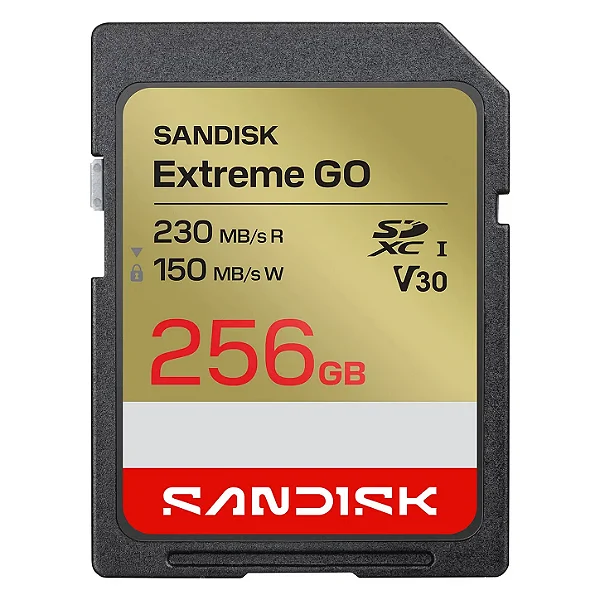Cartão de Memória SDXC SanDisk Extreme GO 256GB 150-230MB/s V30 U3