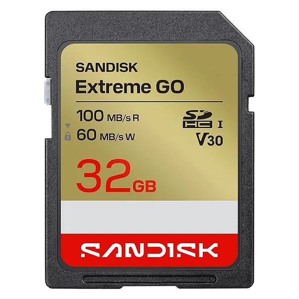 Cartão de Memória SDHC SanDisk Extreme GO 32GB 60-100MB/s V30 U3