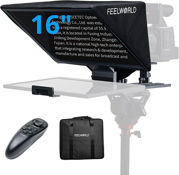 Teleprompter Feelworld TP16 para Tablet até 16" com Controle Remoto