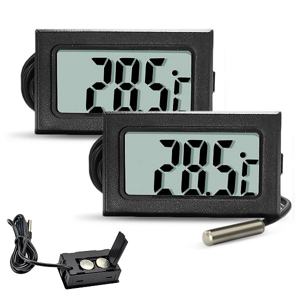 Kit 2 Termômetro Digital Freezer Aquário Chocadeira Sonda Inox Banheira