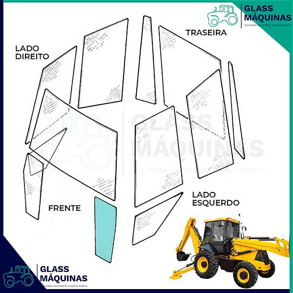 VIDRO PARABRISA INFERIOR ESQUERDO JCB 3C 82780371 82780371