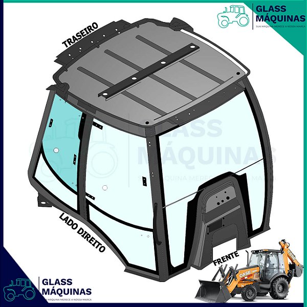 VIDRO SUPERIOR TRASEIRO DIREITO CASE 580N 84339225