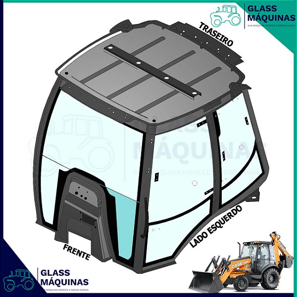 VIDRO PARABRISA FRONTAL INFERIOR ESQUERDO CASE 580N 448608A1