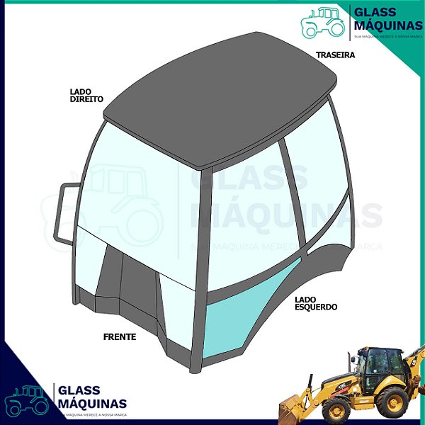 VIDRO DA PORTA INFERIOR ESQUERDA CATERPILLAR 416E 205-9588 2059588
