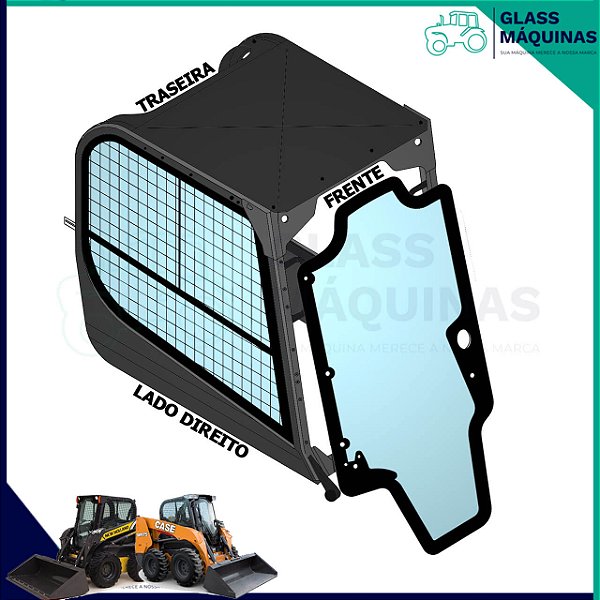 VIDRO PORTA PARABRISA 8 FUROS MINICARREGADEIRA  CASE SV175 SV185 SV300 NEW HOLLAND L220 L218 L200 84344565 47405930