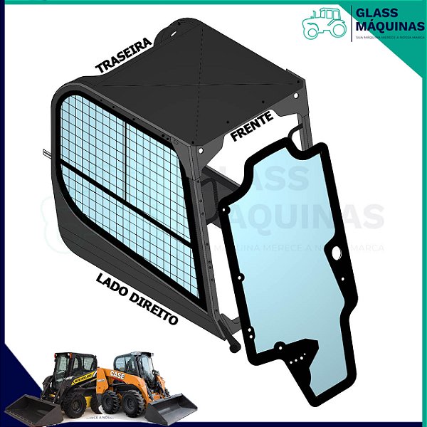 VIDRO PORTA PARABRISA 11 FUROS MINICARREGADEIRA CASE SV175 SV185 SV300  NEW HOLLAND L220 L218 L200 84344565 47405930