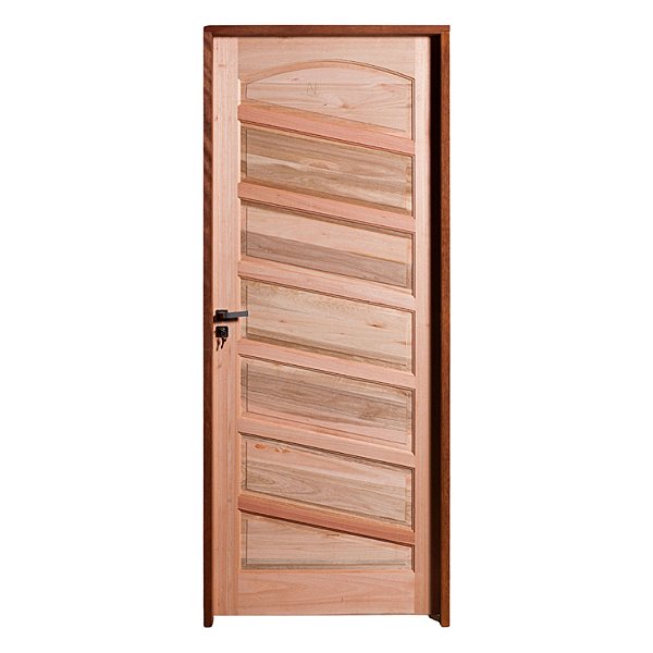 Kit Completo Porta Topázio Maciça 82cm + Fechadura Externa Modena + Batente Eucalipto c/Emenda