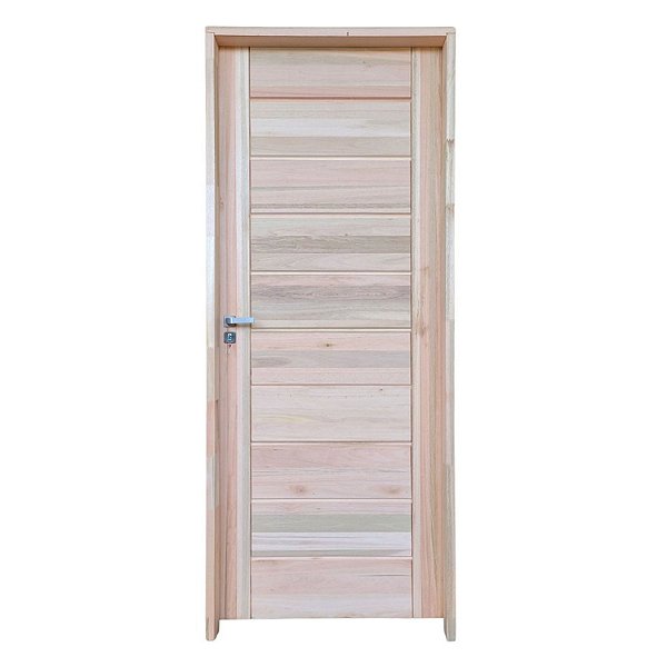 Kit Completo Porta BBB Maciça 82cm + Fechadura Externa Modena + Batente Eucalipto c/Emenda