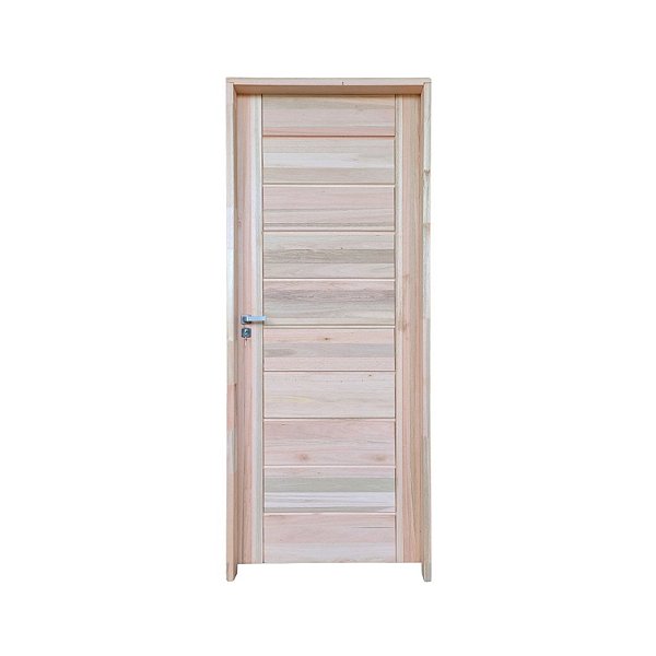 Kit Completo Porta BBB Maciça 82cm + Fechadura Externa Modena + Batente Eucalipto c/Emenda