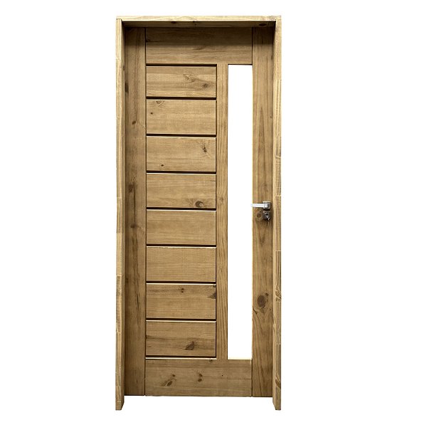 Kit Completo Porta BBV Eco Maciça 82cm + Fechadura Externa Modena + Batente Ecológico Tingido Imbuia