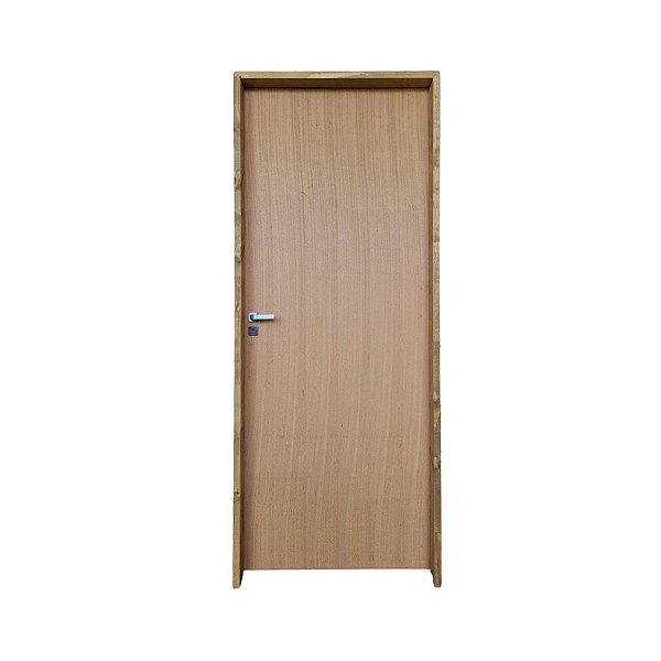 Kit Porta Completa Lisa Imbuia 72cm + Fechadura Interna Modena + Batente Ecológico Tingido Imbuia