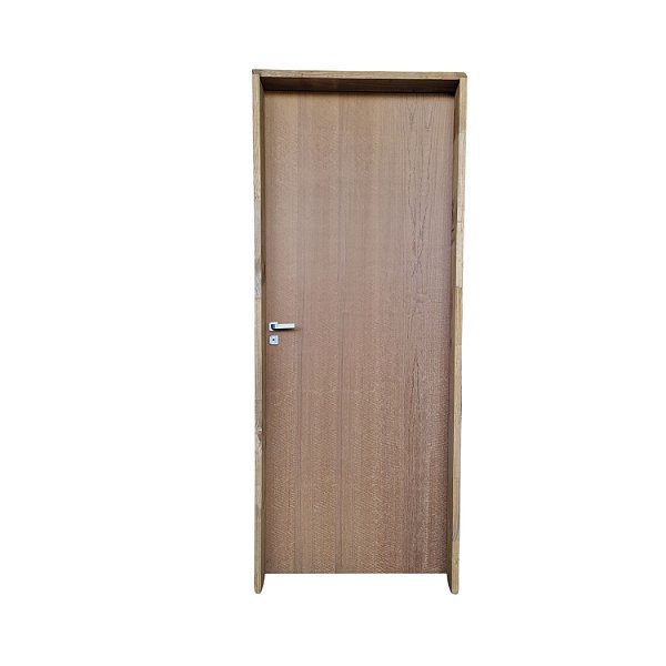 Kit Porta Completa Lisa Imbuia 92cm + Fechadura Modena Banheiro + Batente Ecológico Tingido Imbuia
