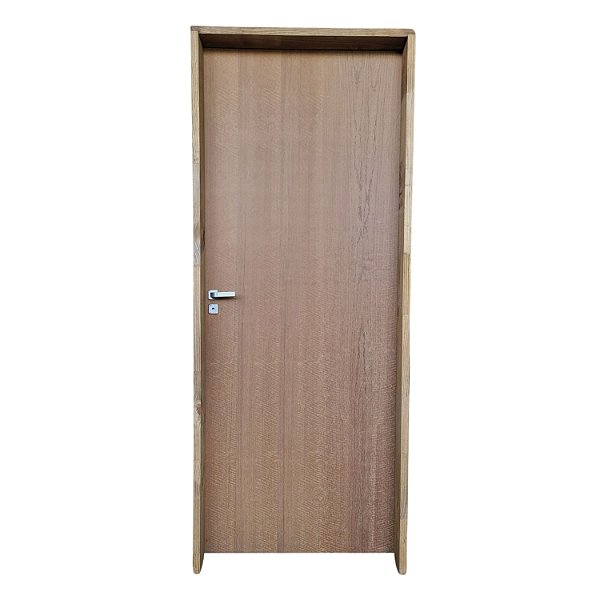 Kit Porta Completa Lisa Imbuia 62cm + Fechadura Modena Banheiro + Batente Ecológico Tingido Imbuia
