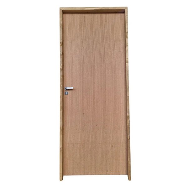 Kit Porta Completa Lisa Angelim 72cm + Fechadura Externa Modena + Batente Ecológico Tingido Imbuia