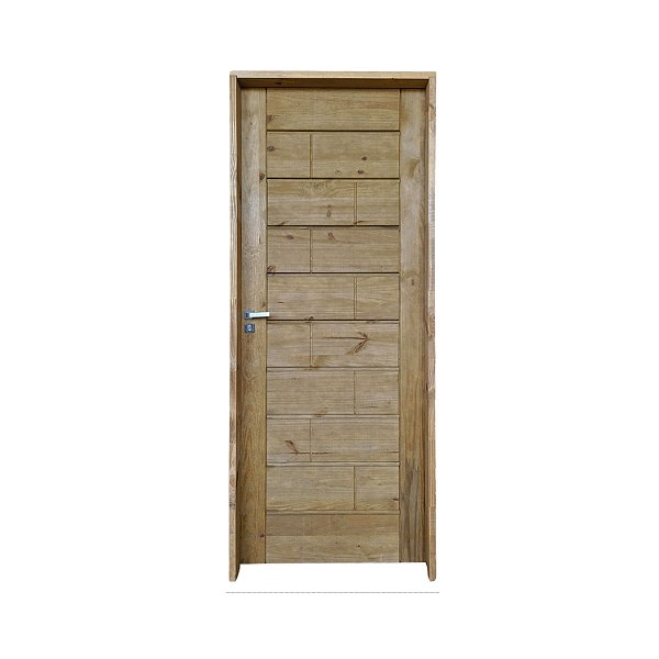 Kit Completo Porta Ekos Eco Maciça 92cm + Fechadura Externa Modena + Batente Ecológico Tingido Imbuia