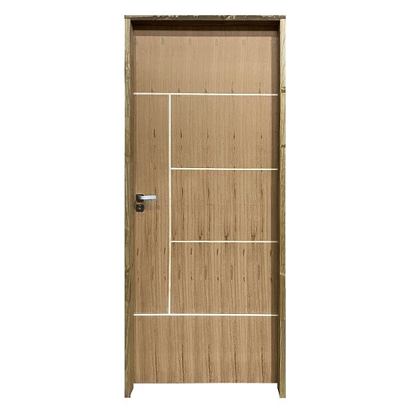 Kit Completo Porta Atenas Imbuia 72cm + Fechadura Externa Modena + Batente Ecológico Tingido Imbuia