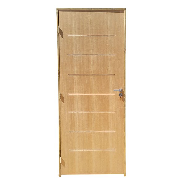 Kit Completo Porta Cristal 92cm + Fechadura Externa Modena + Batente Ecológico Tingido Imbuia