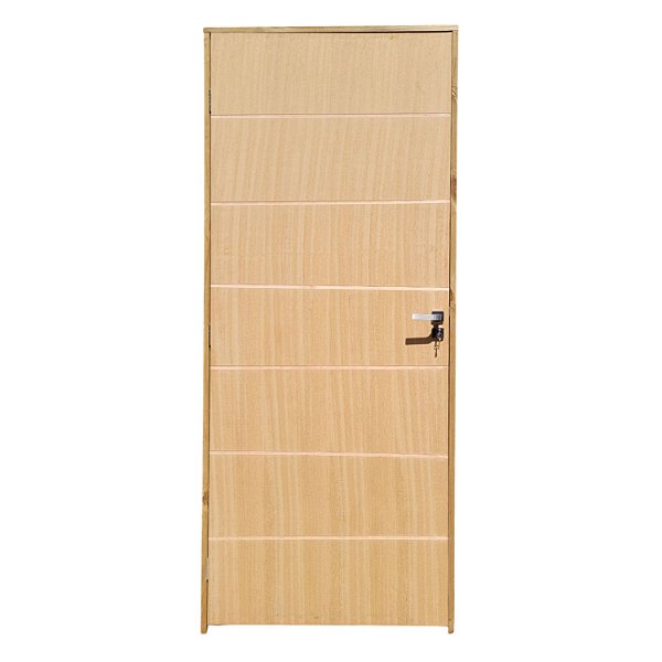 Kit Completo Porta Elegance Angelim 72cm + Fechadura Externa Modena + Batente Ecológico Tingido Imbuia