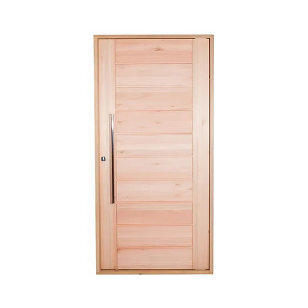 Kit Completo Porta BBB Pivotante 102cm + Fechadura Externa Rolete Com Pux Reto de 80cm + Batente Eucalipto C/Emenda de 14cm