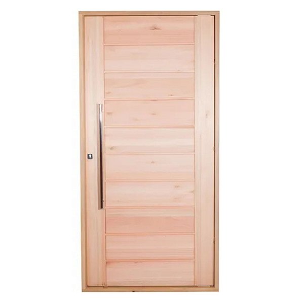 Kit Completo Porta BBB Pivotante 102cm + Fechadura Externa Rolete Com Pux Reto de 80cm + Batente Eucalipto C/Emenda de 14cm