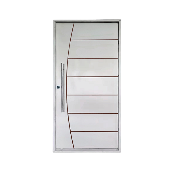 Kit Completo Porta Pivotante Belíssima Primer 102cm + Fechadura Externa Rolete Com Pux Reto de 80cm+ Batente Pinus Emendado Primer de 14cm