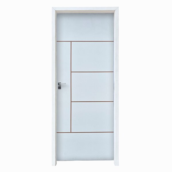 Kit Porta Completa Atenas Primer 92cm + Fechadura Banheiro Modena + Batente Ecológico Primer