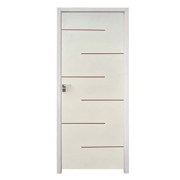 Kit Porta Completa Florença Primer 72cm + Fechadura Banheiro Modena + Batente Ecológico Primer