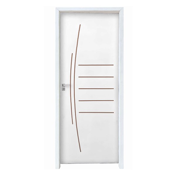 Kit Porta Completa Viena Primer 62cm + Fechadura Banheiro Modena + Batente Ecológico Primer