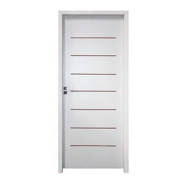 Kit Porta Completa Cristal Primer 72cm + Fechadura Modena Banheiro + Batente Ecológico Primer