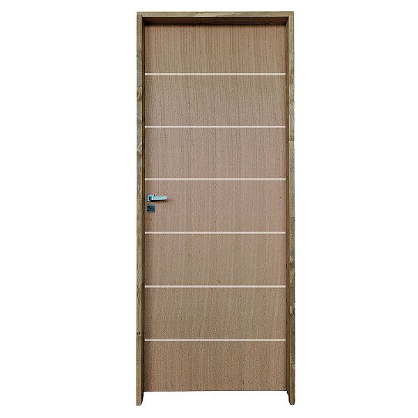 Kit Completo Porta Elegance Angelim 92cm + Fechadura Modena Banheiro + Batente Ecológico Tingido Imbuia