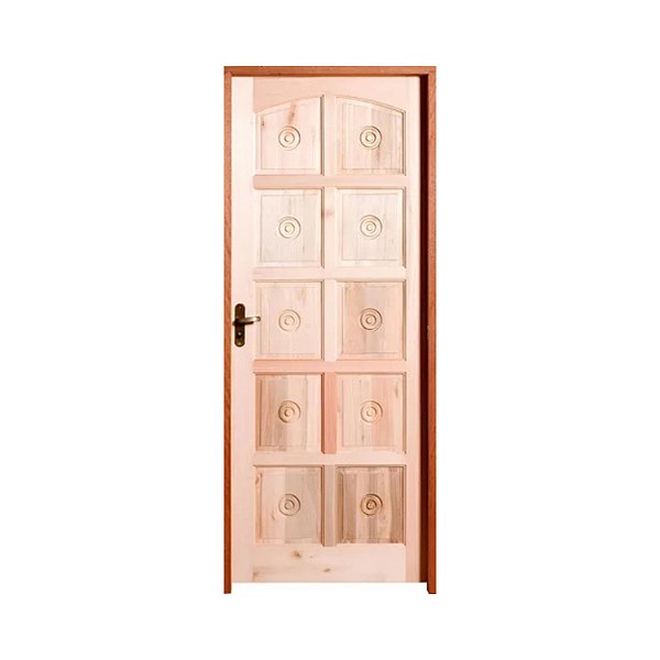 Kit Completo Porta Torneada 10 Alm. Eucalipto Maciça 82cm + Fechadura Externa Rafinata + Batente Eucalipto c/Emenda