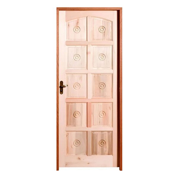 Kit Completo Porta Torneada 10 Alm. Eucalipto Maciça 82cm + Fechadura Externa Rafinata + Batente Eucalipto c/Emenda