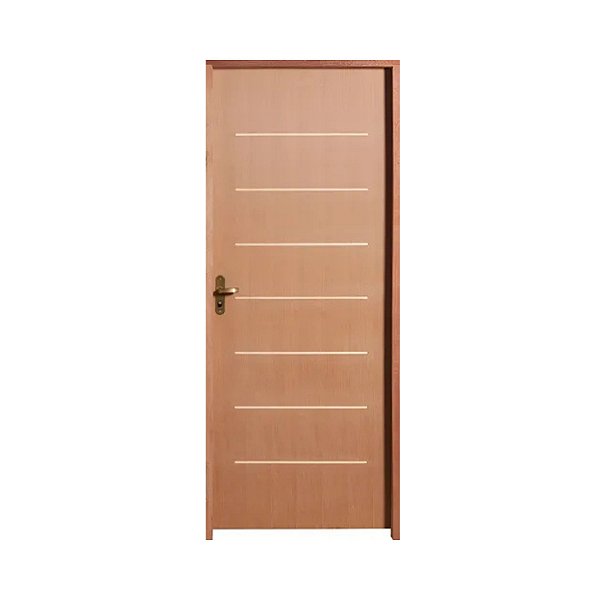 Kit Completo Porta Cristal Imbuia 92cm + Fechadura Externa Rafnata + Batente Ecológico Tingido Imbuia