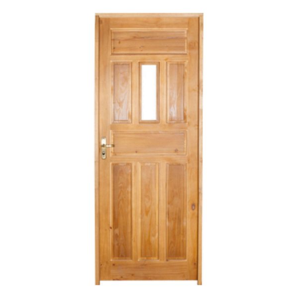 Kit Completo Porta Entrada Eco Maciça 82cm + Fechadura Externa Rafinata + Batente Ecológico Tingido Imbuia