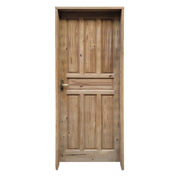 Kit Completo Porta Americana Eco Maciça 72cm + Fechadura Externa Rafinata + Batente Ecológico Tingido Imbuia