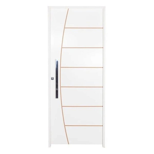 Kit Porta Completa Belíssima Primer + Fechadura Rolete com Puxador Chato de 60cm + Batente Ecológico Primer