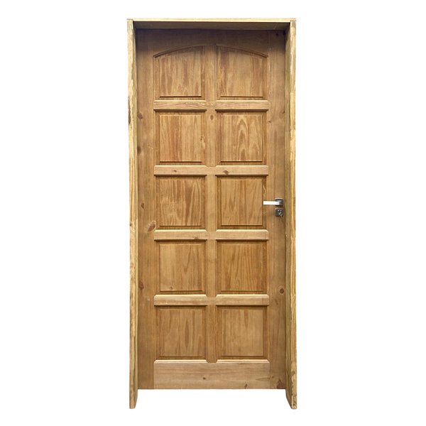 Kit Completo Porta Ruby Eco Maciça 82cm + Fechadura Externa Modena + Batente Ecológico Tingido Imbuia