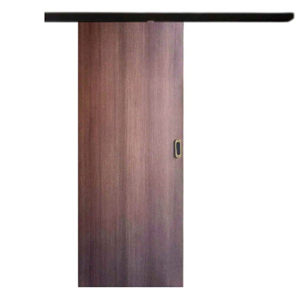 Kit Porta de Correr Lisa Ébano no Kit Trilho Sobrepor