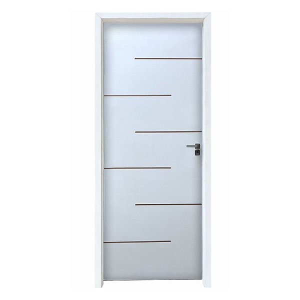 Kit Porta Completa Florença Primer 82cm + Fechadura Interna Modena + Batente Ecológico Primer