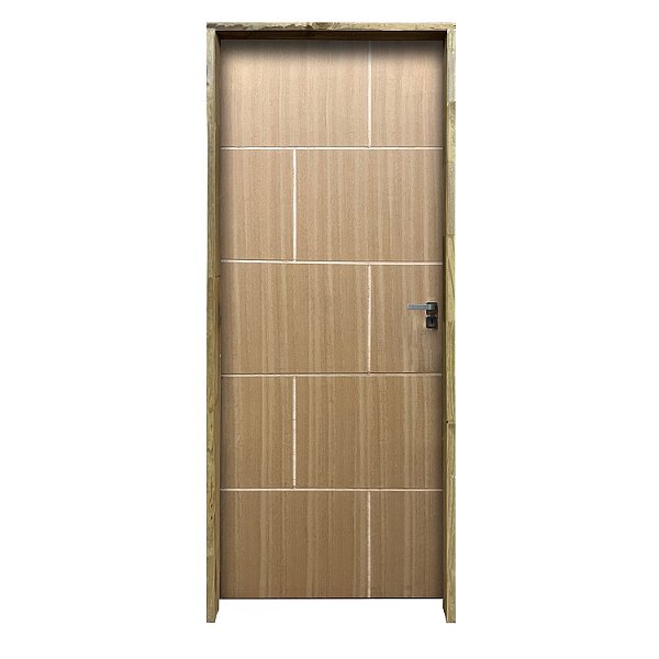 Kit Completo Porta Quartzo Angelim 92cm + Fechadura Interna Modena + Batente Ecológico Tingido Imbuia