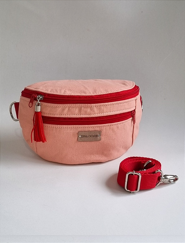 Pochete Pagu - Rosa com vermelho