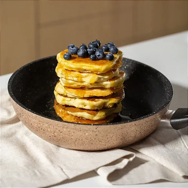 Frigideira Antiaderente 24cm Champagne c/ Tampa de Vidro