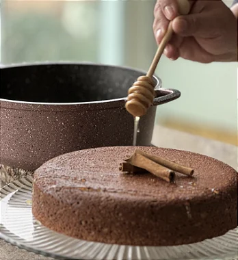 Caçarola Antiaderente 24cm Rosê c/ Tampa de Vidro