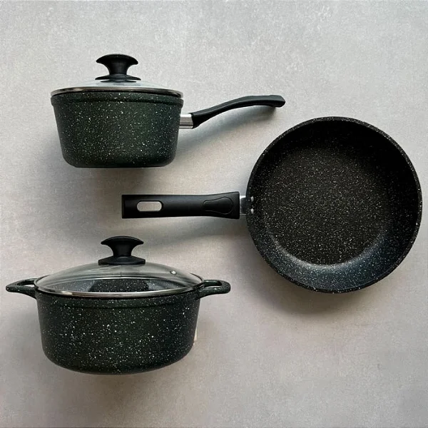 Conjunto de Panelas Antiaderentes 3 Peças Black