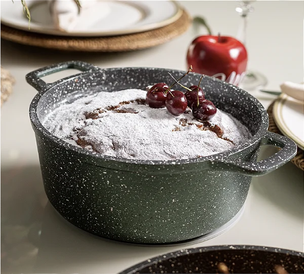 Caçarola Antiaderente 20cm Verde Amazônia c/ Tampa de Vidro