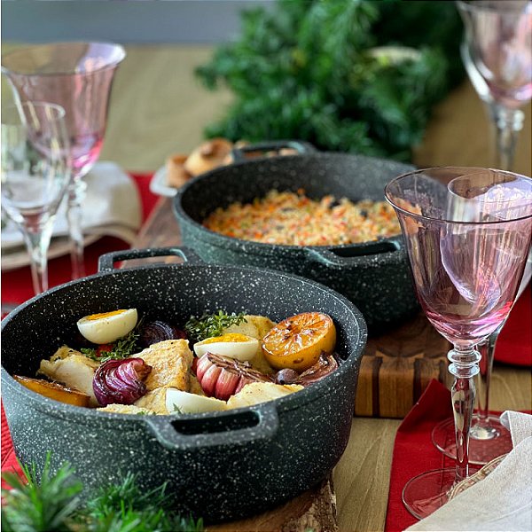 Caçarola Antiaderente 24cm Verde Amazônia c/ Tampa de Vidro