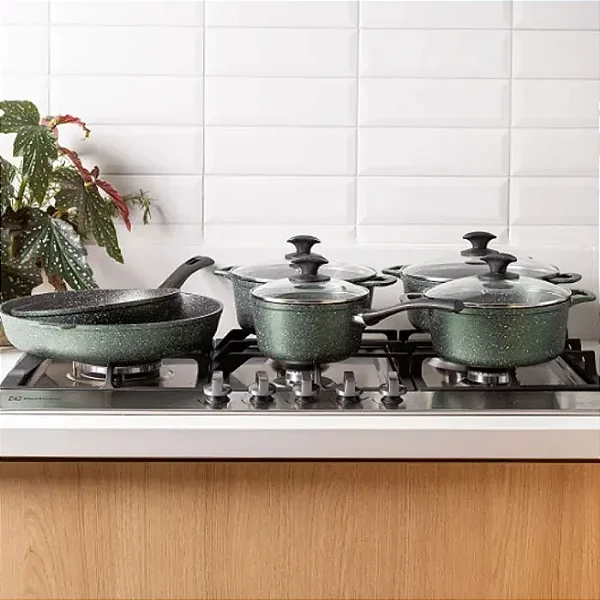 Conjunto de Panelas Antiaderentes 6 Peças Verde Amazônia