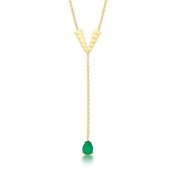 Colar Gravatinha Cristal Esmeralda